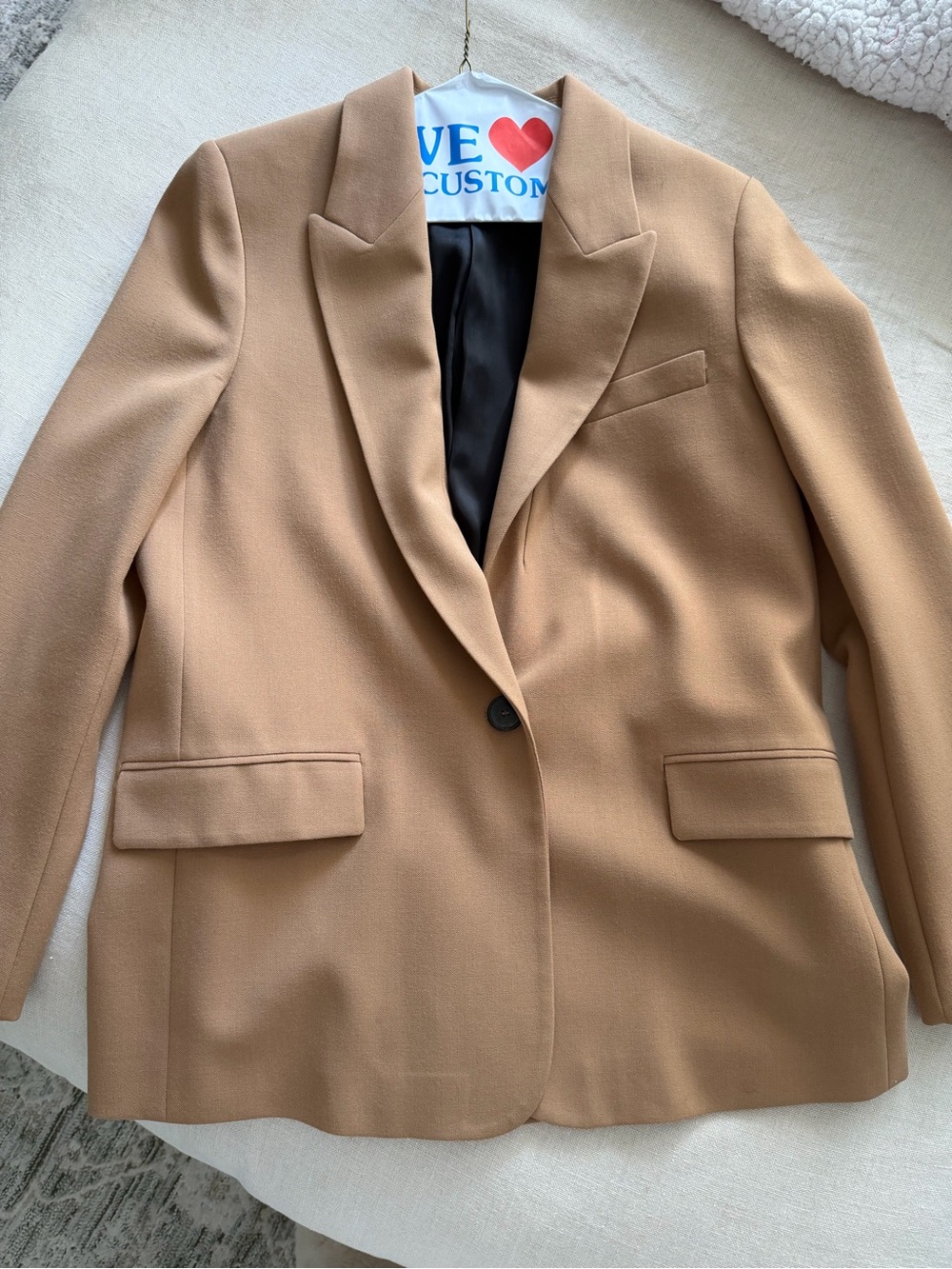 Zara Camel Single-Button Tailored Blazer